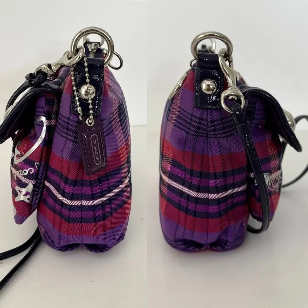 Coach Poppy Tartan Plaid Crossbody Bag Vintage Y2K Purple